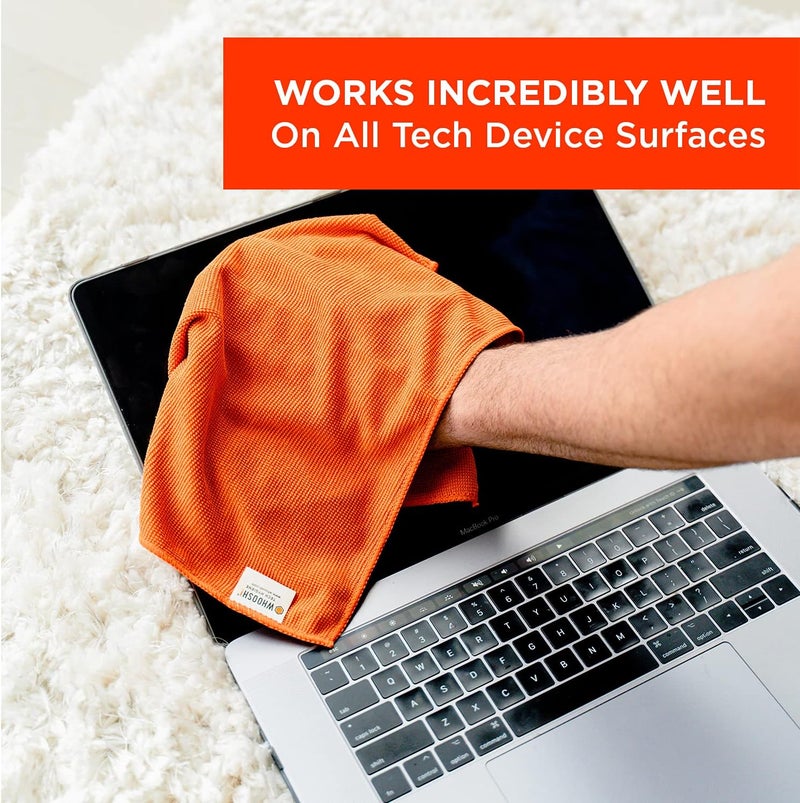 WHOOSH! ! Microfiber Cleaning Cloth, 3 Pack, Glasses and Screen Cleaning Cloth, Suitable for TV, Car Screen, Computer, Laptop, iPad, MacBook, Smart Phone, Monitor, Watches (14”x14”), Orange - Image 3